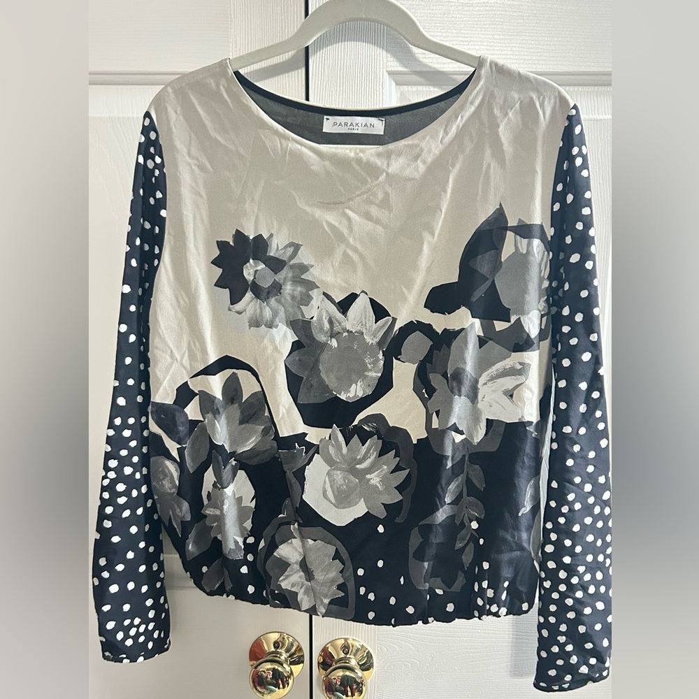 Black and White Floral Women's Top